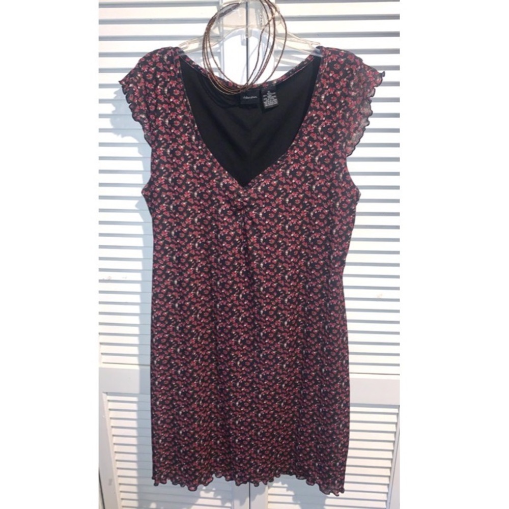 Xhilaration floral black and red midi dress size XL